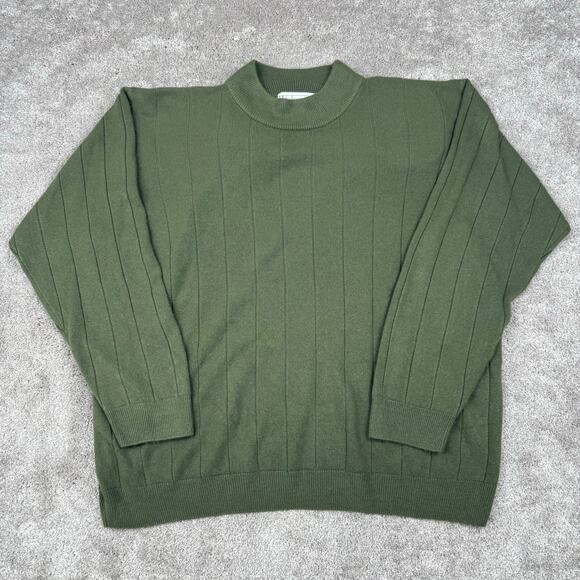 Vtg Ribbed Mockneck Sweater Green Knit Soft Milano Womens 90s Size 18/20 - Picture 1 of 4